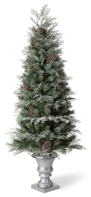 Pre-Lit Pine Artificial Christmas Tree, 5', Pinecones