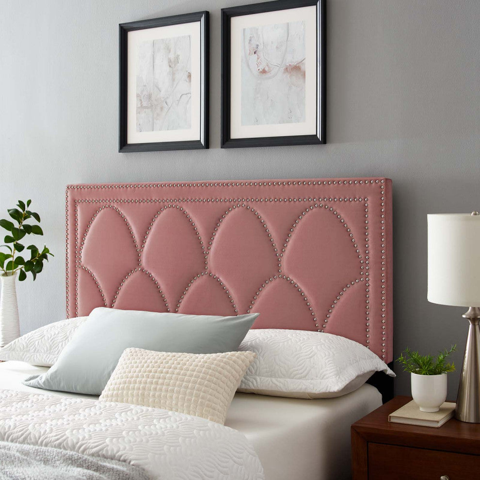 Greta Performance Velvet Twin Headboard, Dusty Rose
