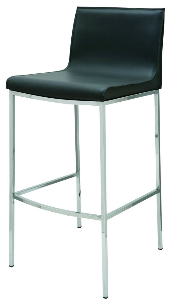 Colter Leather Stool, Black, Bar Height