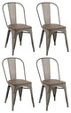 Tradd Metal and Wood Bistro Side Chairs, Set of 4, Distressed