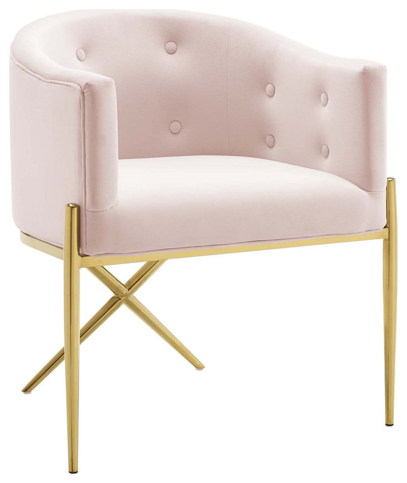 Savour Tufted Performance Velvet Accent Dining Armchair-Pink