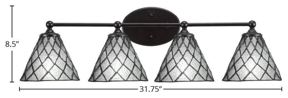 Capri 4-Light Bath Bar, Matte Black/Diamond Ice Art