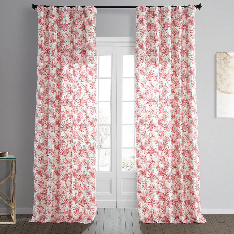 Artemis Printed Cotton Curtain Single Panel, Artemis Rust, 50wx84l