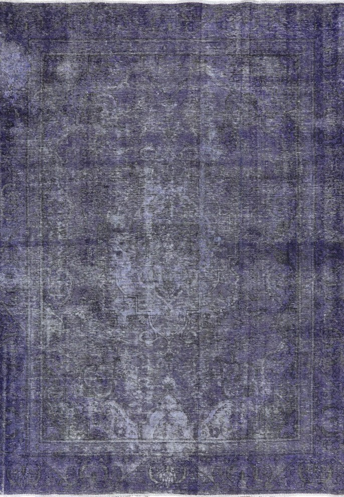 Persian Design Floral Purple Overdyed 8'x11' Hand Knotted Wool Area Rug H9089
