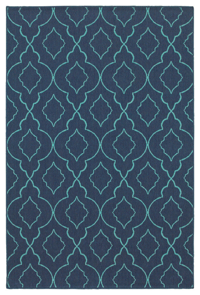 Oriental Weavers Meridian Navy/Blue Lattice Indoor/Outdoor Rug 3'7"X5'6"