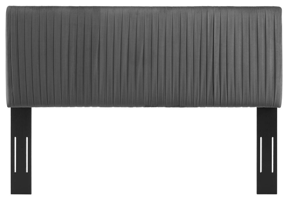 Eloise Channel Tufted Performance Velvet Twin Headboard-Charcoal