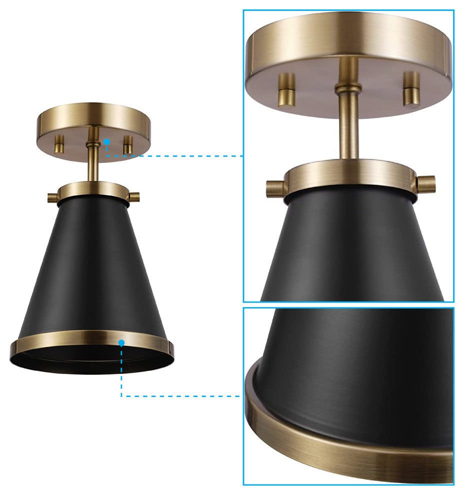 Matte Black industrial ceiling light Metal flushmount black light lamp