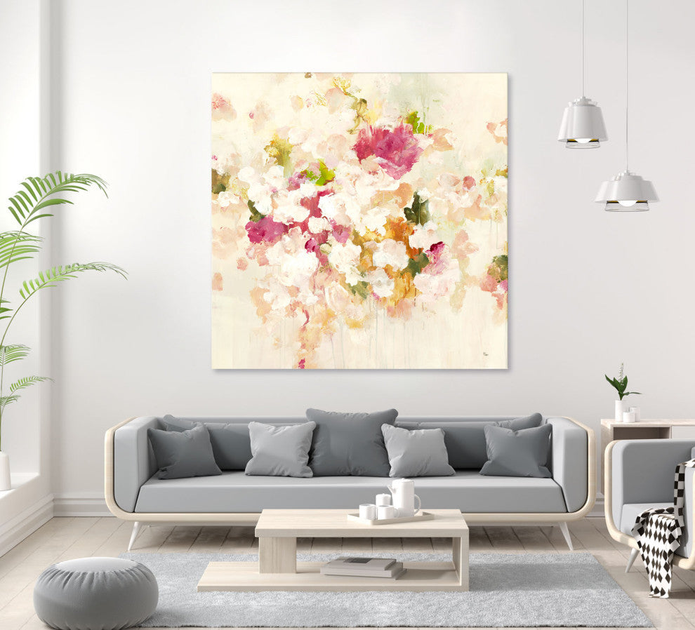 Floral Blush V4 - 72 x 72 by Lisa Ridgers