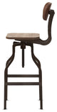 Vintage Industrial Style Wood Rustic Finished Steel Adjustable Swivel Bar Stool