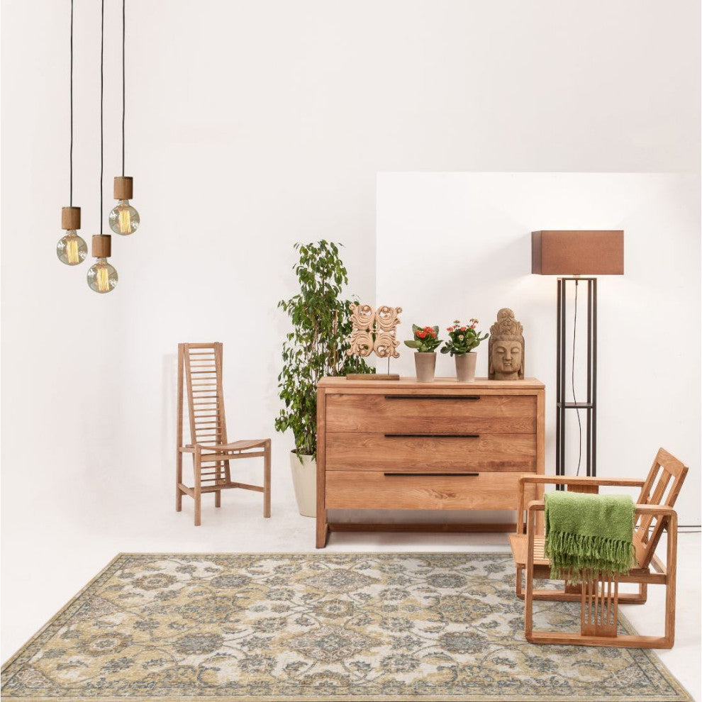 KAS Ria 6820 Ivory Sand Sofia Area Rug, 2'3"x7'6" Runner