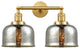Large Bell 2 Light Bath Vanity Light, Satin Gold, Silver Plated Mercury
