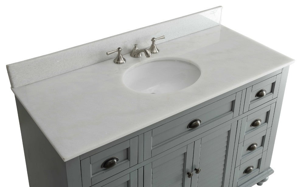 49" Cottage-Style Gray Glennville Bathroom Vanity Cabinet Set