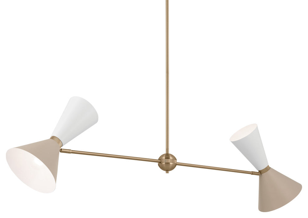 Phix 4 Light Chandelier Linear, Single, Champagne Bronze and Greige