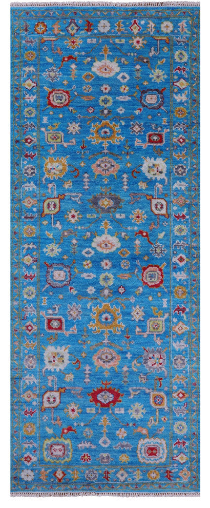 4' 2" X 10' 8" Runner Turkish Oushak Hand Knotted Wool Rug - Q13400
