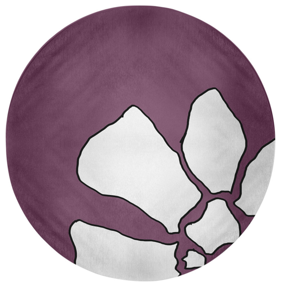 Petal Lines Spring Chenille Rug, Purple, 5' Round