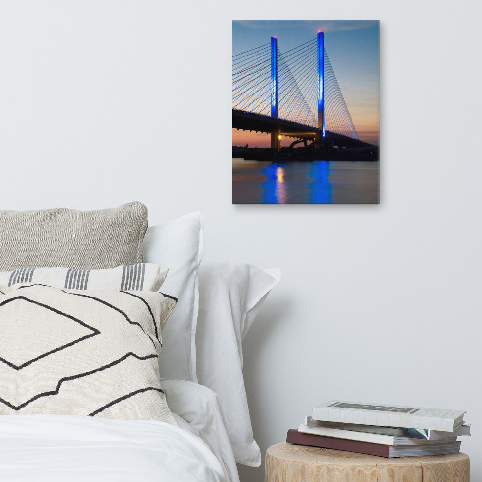 Indian River Bridge 2 Night Photography Canvas Wall Art Print, 16" X 20"