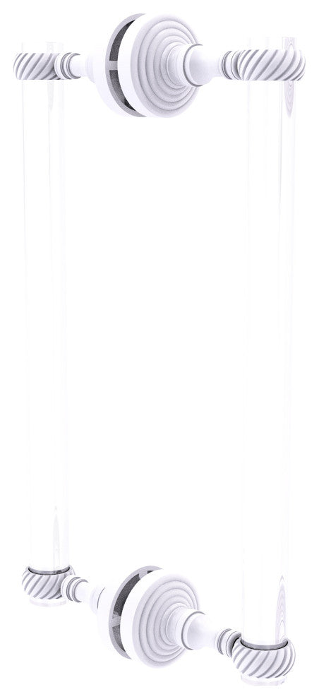 Pacific Grove 12" Twist Accent Back to Back Shower Door Pull, Matte White