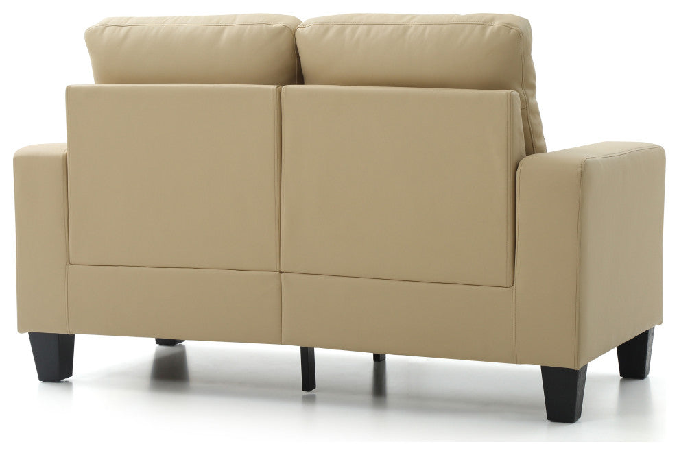 Newbury Faux Leather Modular Love Seat, Beige