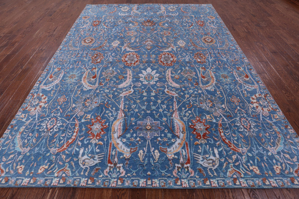 Persian Hand Knotted Wool and Silk Rug 9' 0" X 11' 10" Q11802