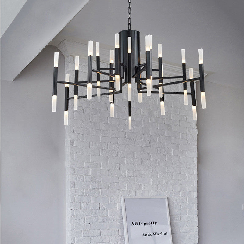 Zelbio | Gold/Black Postmodern LED Chandelier for Living Room, Black, 24 Lights - Dia68.1xh60.0cm / Dia26.8xh23.6"