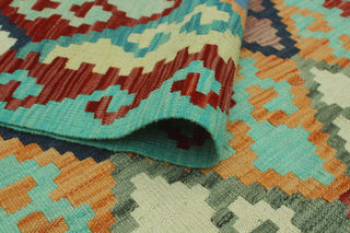 Sangat Kilim BurCin Light Green/Navy Runner, 2'9x9'7
