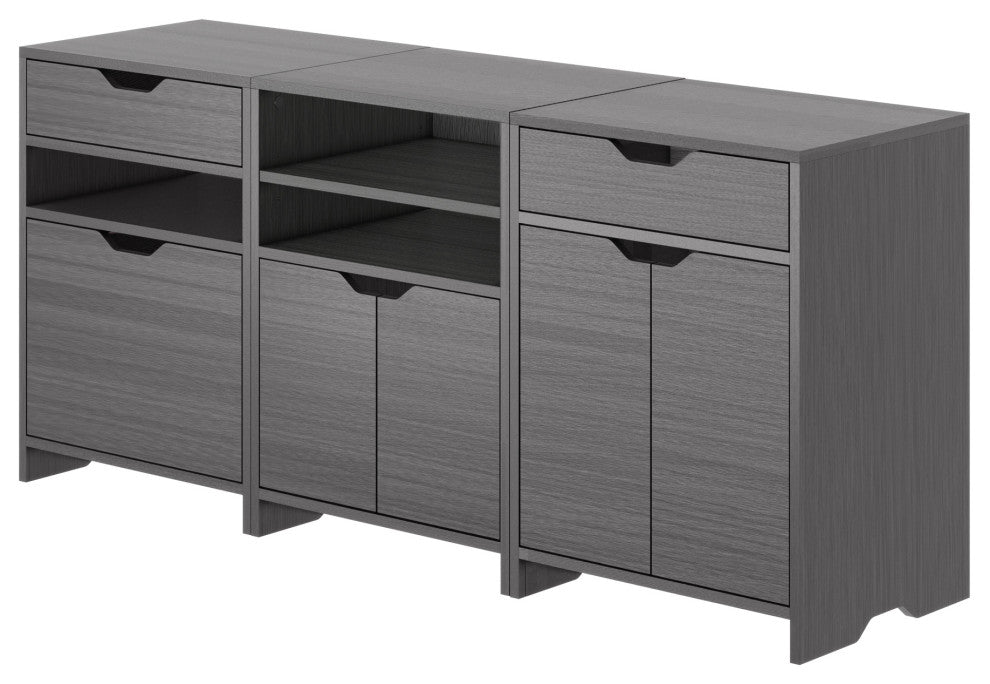 Nova 3-Pc Storage Cabinet Set, Charcoal