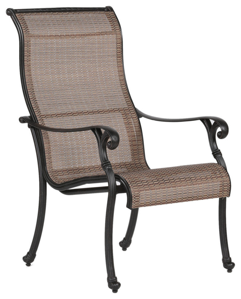 9-Piece Aged Bronze Aluminum Square Dining Set With 8 Sling Chairs