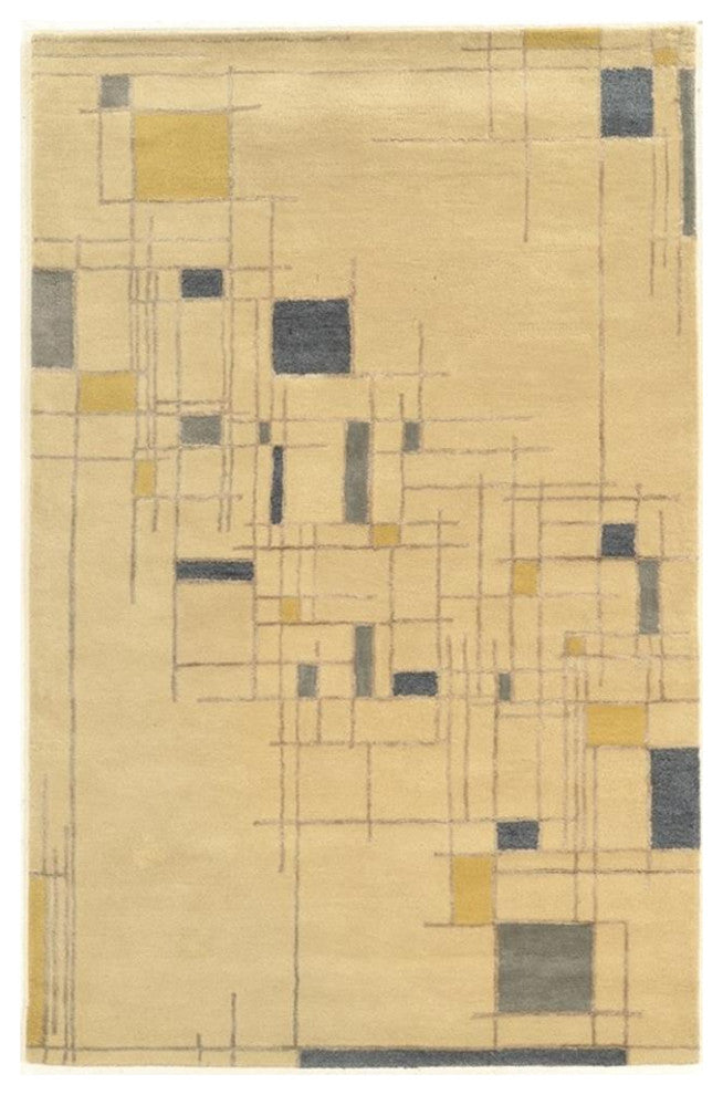 Linon Aspire Lazer Hand Tufted Wool 5'x8' Rug in Ivory