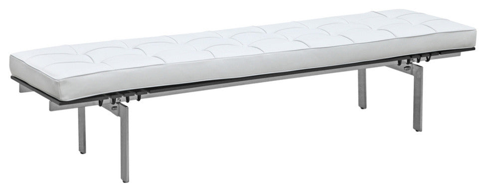 Modern Classics Pika 3 Seater Bench In Genuine Leather, White