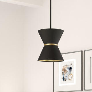 Black and Gold Transitional Pendant With Matte Black Metal