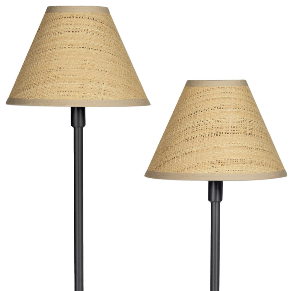 Polly Floor Lamp, Blackened Brass With Rattan Shade