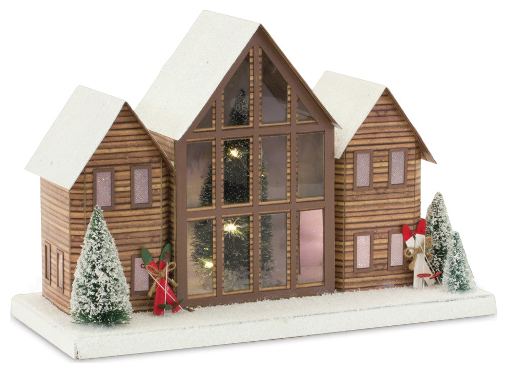 Ski Lodge Lighted Display, Set of 2