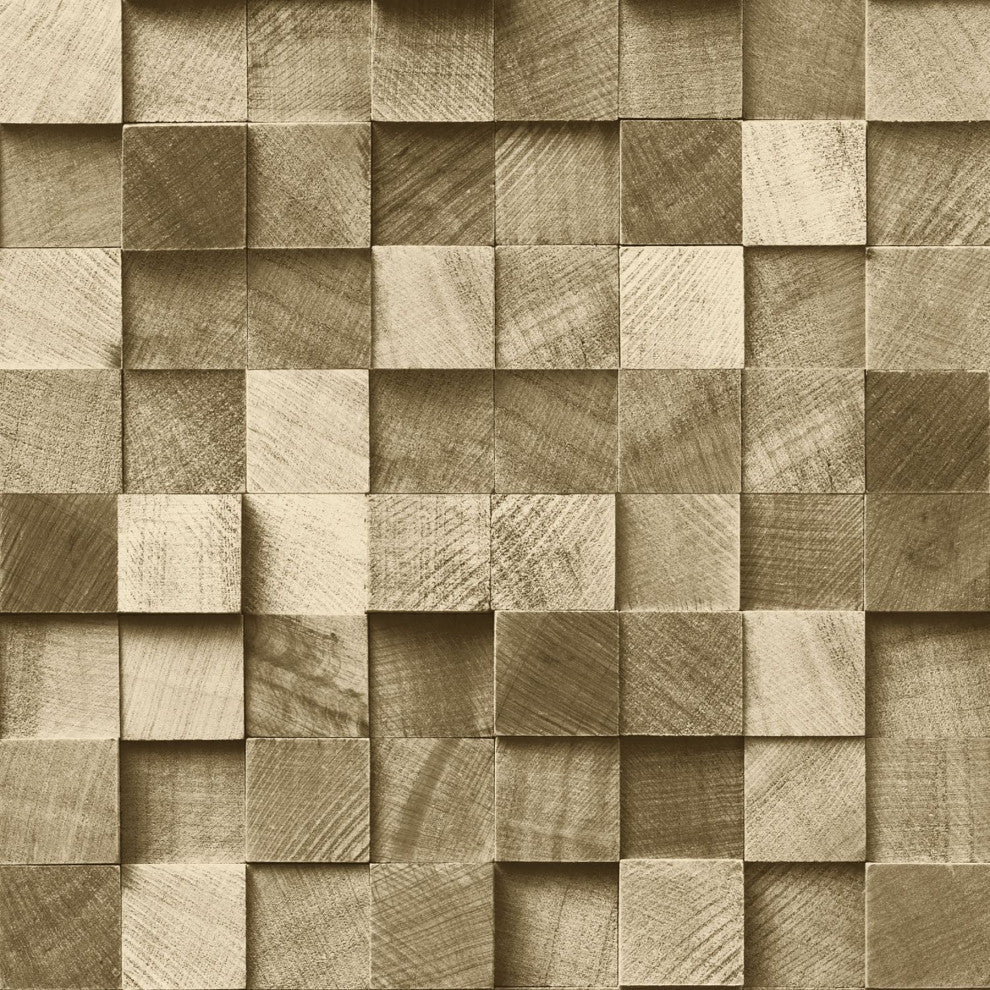 Tevye Gold Wood Geometric Wallpaper Bolt