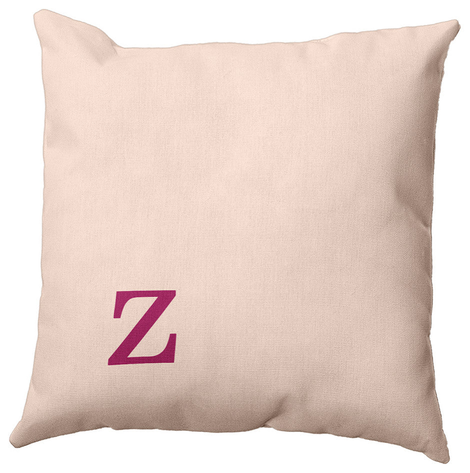 20"x20" Modern Monogram Decorative Throw Pillow, Dusty Rose