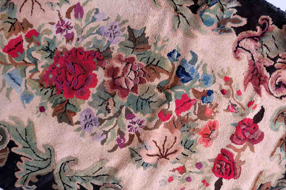 Handmade Antique American Hooked Rug 3'x5.7', 92cmx174cm 1880s