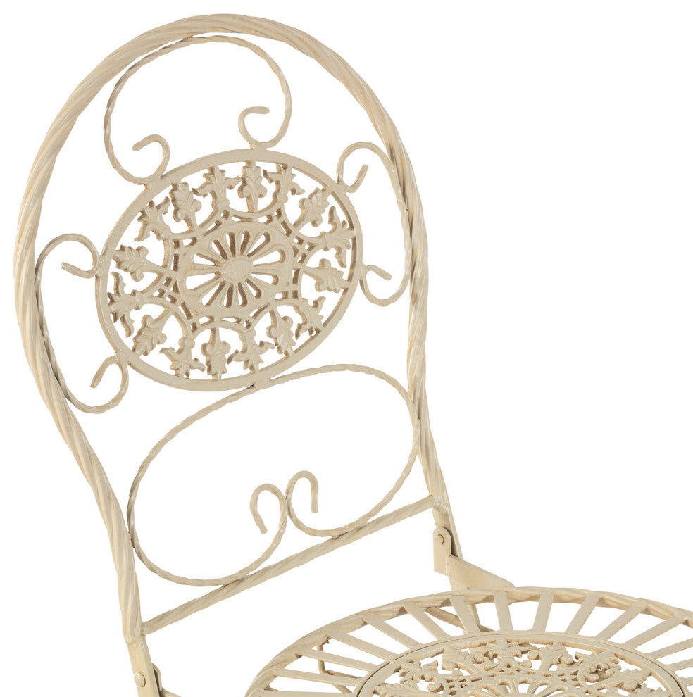 3-Piece Oval Bistro Set Folding Table and Chairs Patio Seating, White