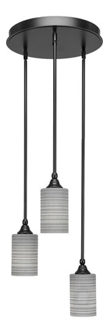 Empire 3-Light Cluster Pendalier, Matte Black/Gray Matrix