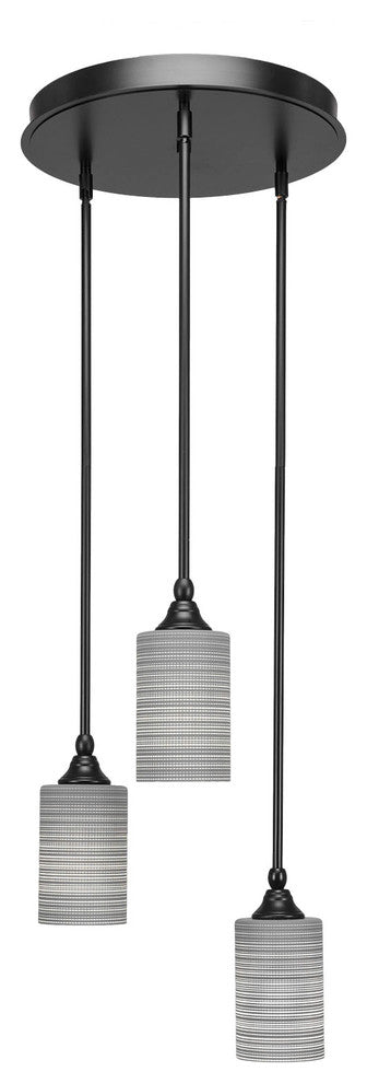 Empire 3-Light Cluster Pendalier, Matte Black/Gray Matrix