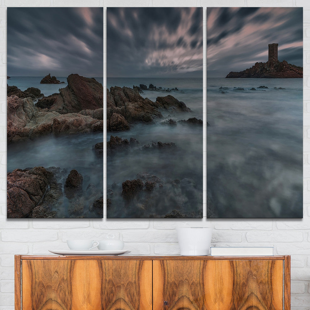 "French Riviera Coastline" Photography Canvas Print, 3 Panels, 36"x28"