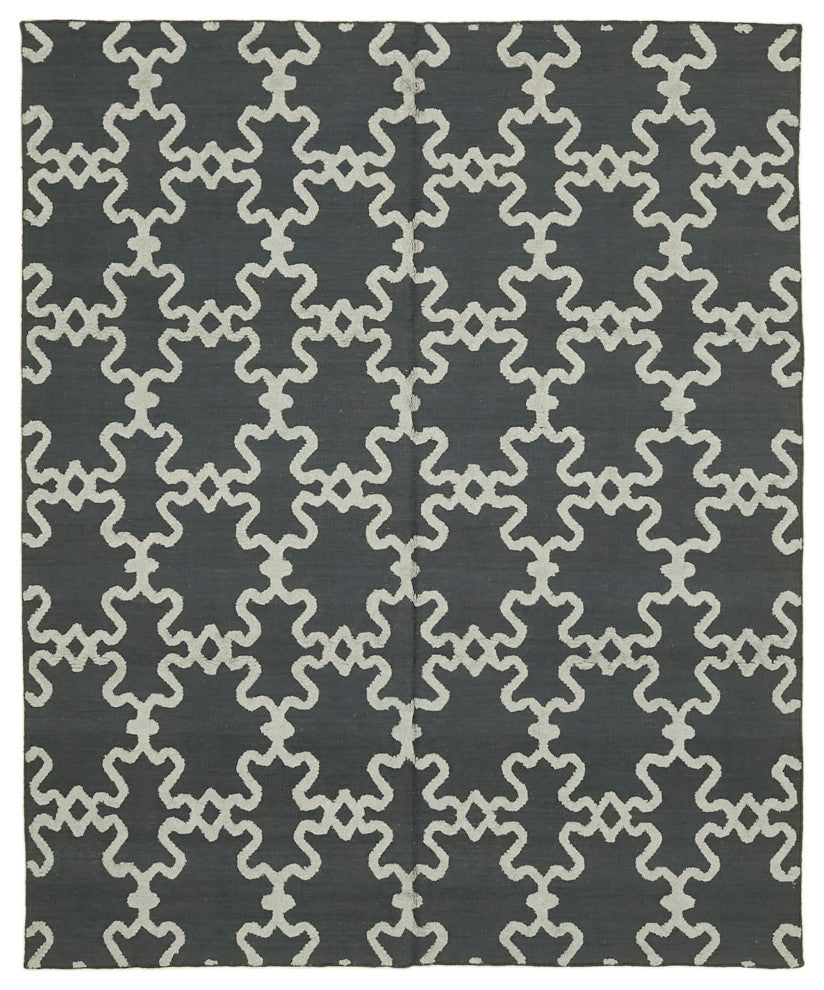 Rug N Carpet - Handwoven Modern Design 8' 0'' x 9' 1'' Wool Flatweave Kilim Rug