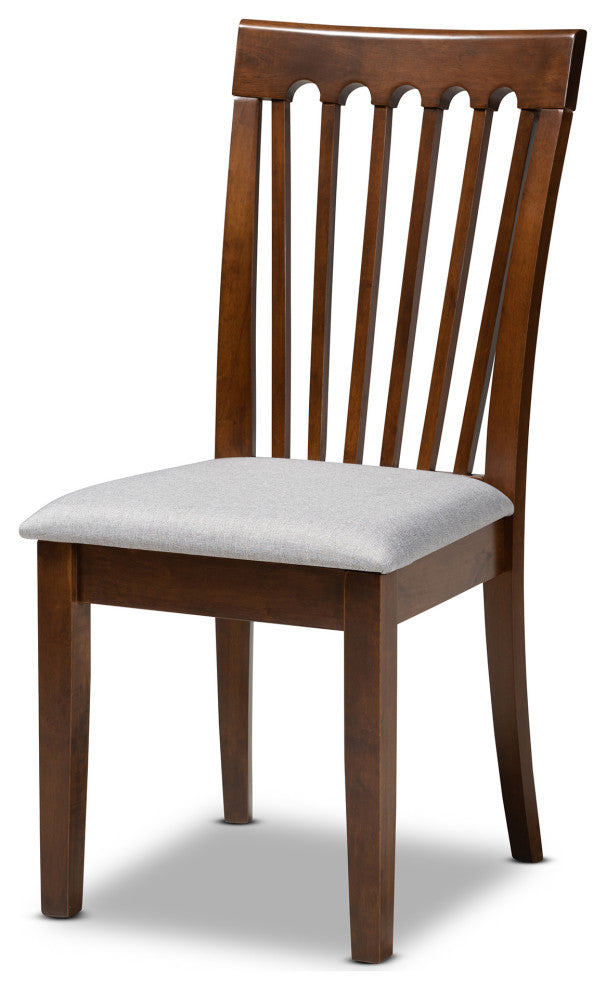 Bosvenna and Gray Upholstered Walnut Brown Finish Wood Dining Chair