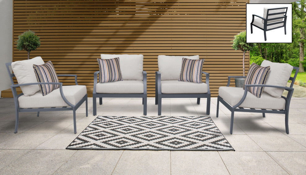 Lexington 4 Piece Outdoor Aluminum Patio Furniture Set 04g Beige