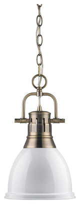 Duncan Mini Pendant, Aged Brass, White