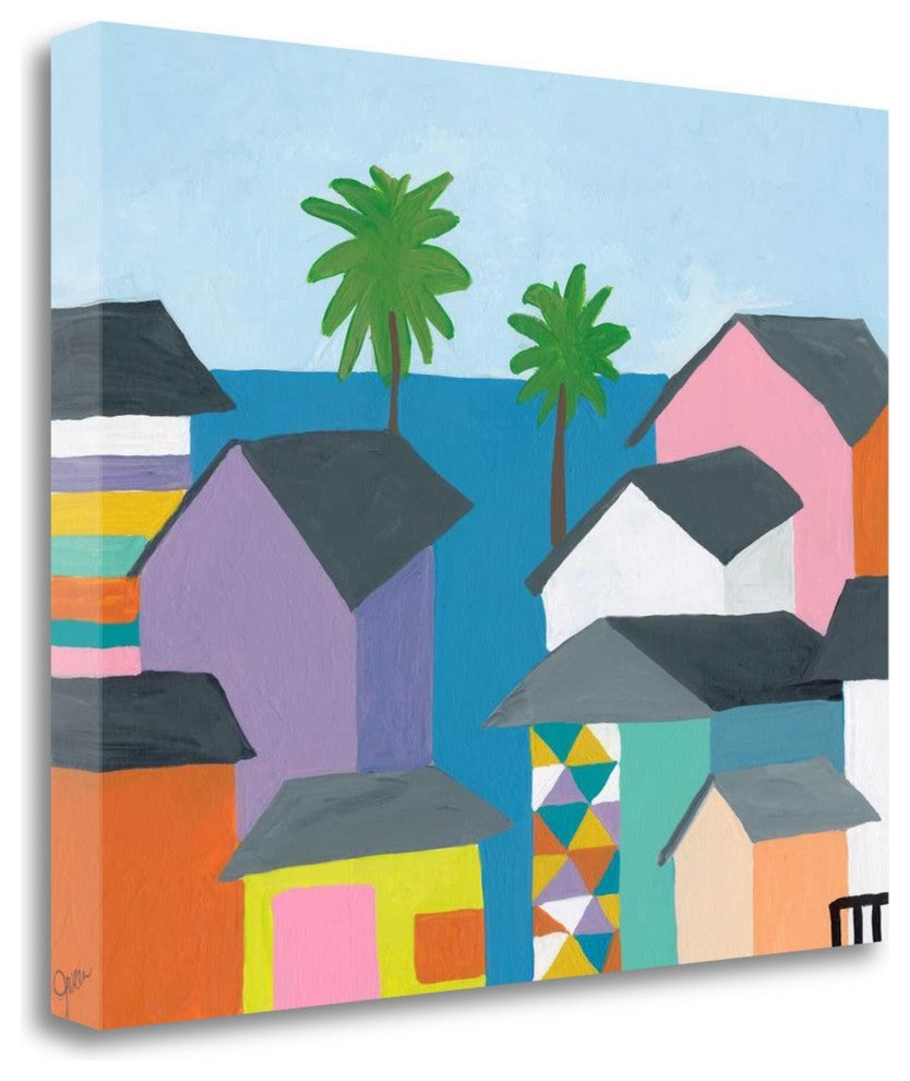 "Beachfront Property 2" By Jan Weiss, Giclee Print on Gallery Wrap Canvas