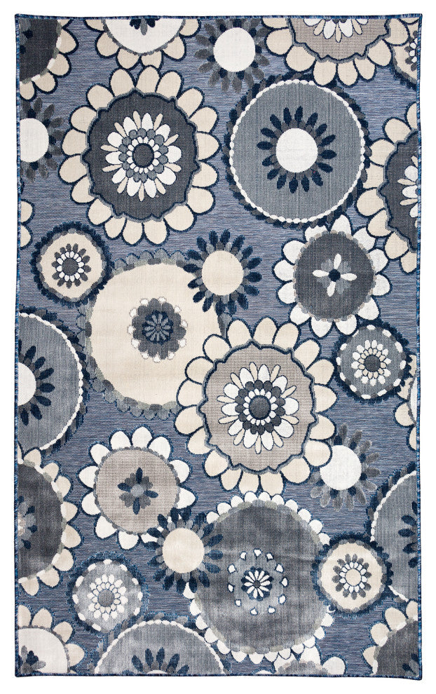 Canyon Disco Indoor/Outdoor Rug Navy 7'8" Round