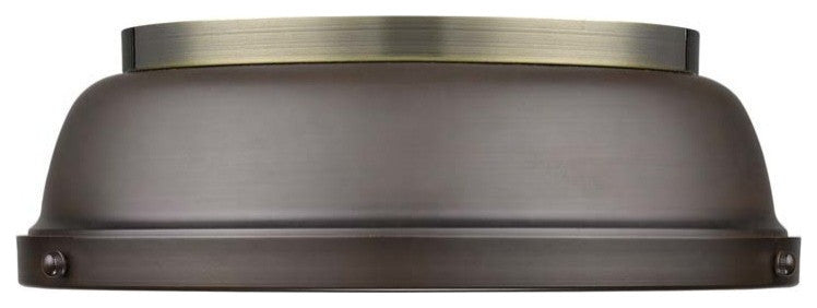 Golden Duncan 2 Lt Flush Mount, Aged Brass, Rubbed Bronze Shade
