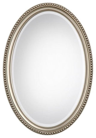 Bowery Hill Elnora Oval Mirror in Metallic Silver