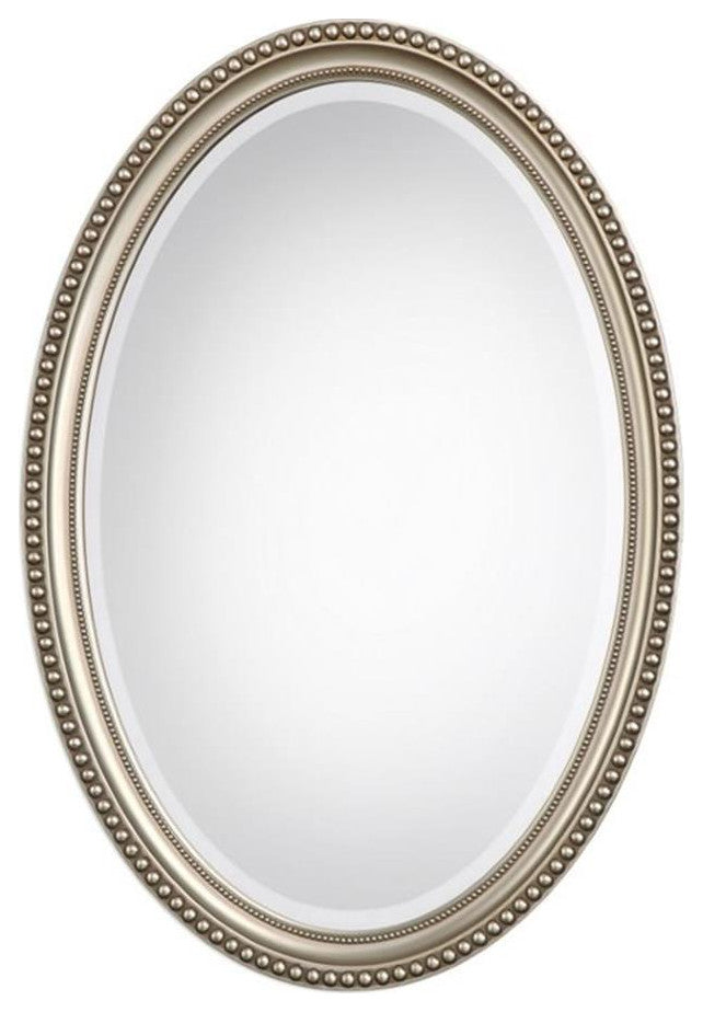 Bowery Hill Elnora Oval Mirror in Metallic Silver