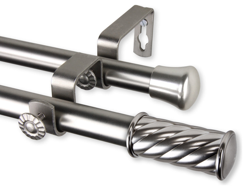 Grip Double Curtain Rod, Satin Nickel, 48-84"