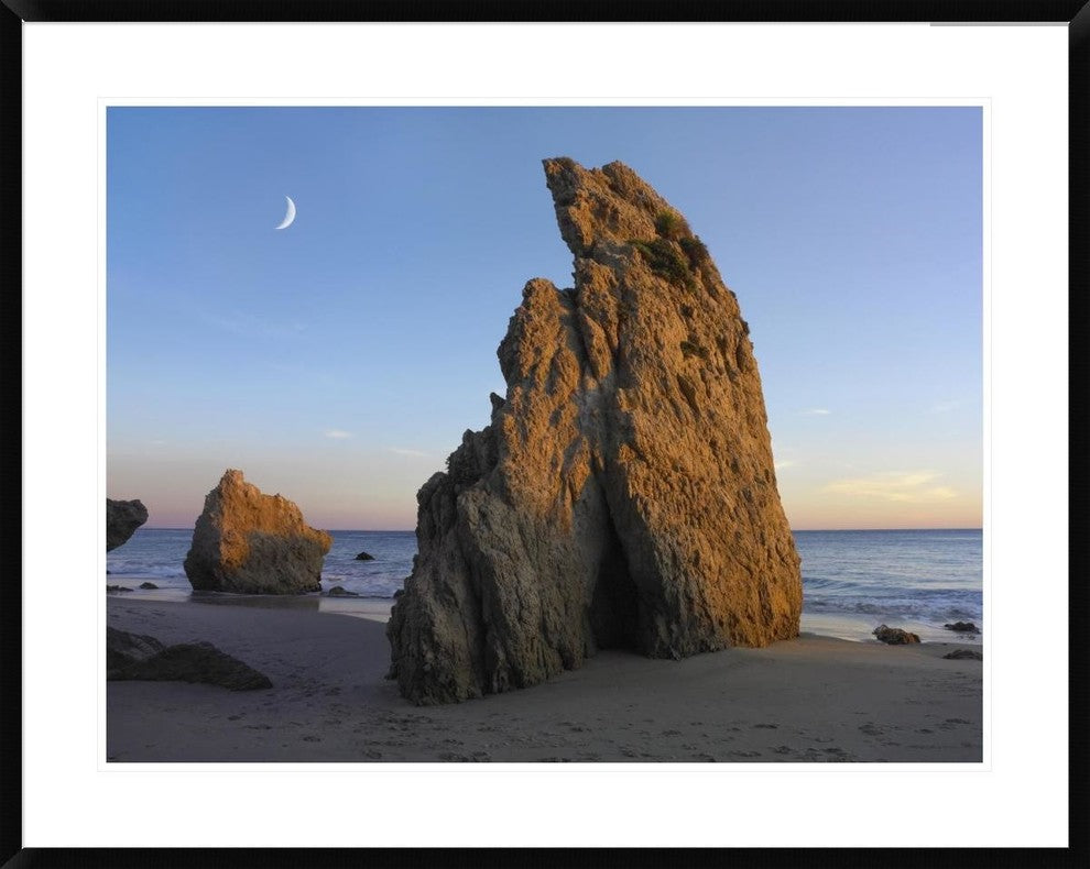 Crescent Moon Over El Matador Beach, Malibu, California, 38"x30"